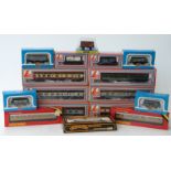 Sixteen Lima, Airfix, Hornby, Mainline and Graham Farish 00 gauge coaches and wagons,