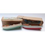 Two battery operated wooden speedboats NBK and GW,