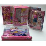 Five Barbie sets including Glitter Hair, Glam Dining Room, Sleeping Beauty etc,