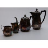 A four piece silver plated tea set of bulbous form