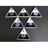 Six Swarovski Crystal cut glass Christmas Ornaments 1996, 1997, 1998, 1999, 2000 and 2001,