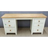 Modern desk with three drawers to each side W158 x D49 x H76cm