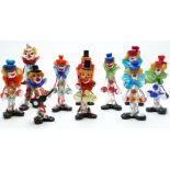 A collection of Murano glass clowns,
