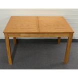 Contemporary light oak extending dining table L150 (max) 120 (min) x W80 x H74cm