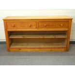 Pine dresser base with two drawers above shelves W170 x D44 x H91cm