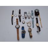 Fifteen various ladies and gentleman's wristwatches including an early twentieth century