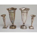 A pair of Walker & Hall hallmarked silver trumpet vases, Sheffield 1922,