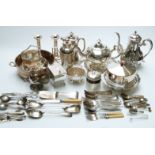 Quantity of plated ware including Art Deco bon bon dish, salver,