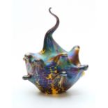 John Ditchfield for Glasform iridescent glass paperweight of abstract form,