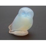 Lalique Nyctal opalescent glass owl signed Lalique France to base, 5.5cm tall.