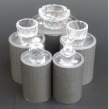Five Swarovski Crystal cut glass vases and bowls, largest 9.