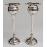 A pair of Art Nouveau silver vases with flared rim, Birmingham 1909 maker Joseph Gloster Ltd,