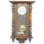 Late 19thC Vienna regulator style mahogany cased wall clock,