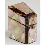 Victorian mother of pearl and tortoishell thimble box,