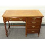 A 19thC mahogany desk with four drawers to one side and single drawer above knee hole W106 x D54 x