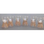 Set of six Daum Montgolfier acid etched glass champagne glasses,