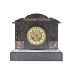 F Marti and Co 19thC French slate mantel clock, with ivory coloured Arabic enamelled chapter ring,
