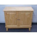 Small beech contemporary two door sideboard W97 x D45 x H81cm