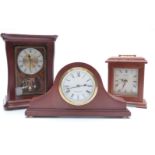 Three contemporary mantel clocks to include Seiko, all in earlier style with Roman dials,