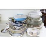 A collection of cermaics to include retro dinner ware