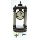 French four pillar mantel clock in marble construction,