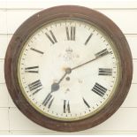 George VI ministry issue fusee movement mahogany cased wall clock,