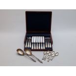 A cased set of mother of pearl handled knives and forks,