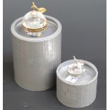 Two Swarovski Crystal cut glass gold and silver plated trinket boxes in the form of apples,
