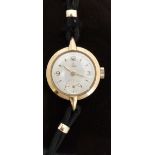 Tudor 9ct gold ladies wristwatch with inset subsidiary seconds dial, gold hands,