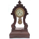 French four pillar type mantel clock in mahogany veneered case,
