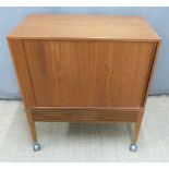 Retro tambour fronted teak cabinet W73 x D42 x H83