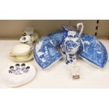 Collection of 19thC transfer printed serving dishes, Foley China teaware, Beatles plate,