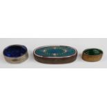 Guilloché enamel-topped pill box, width 7cm,