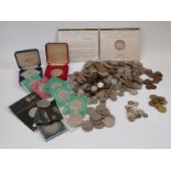 An amateur collection of UK coinage, early Victorian onwards, includes silver content,