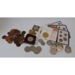 A collection of UK coins and crowns to include Victorian double florin,