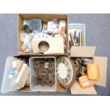 Quantity of clock parts including chapter ring, dials, movements,
