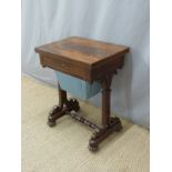 A 19thC flame mahogany work or sewing table,