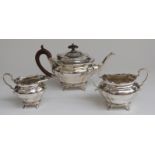 Victorian Carrington & Co hallmarked silver three piece teaset London 1899,