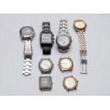 Eight gentleman's wristwatches including multifunction Accurist, Pulsar, Roma Datamatic, Montine,