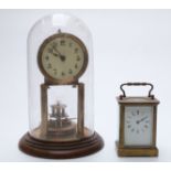 ACC French late 19th/early 20thC brass carriage clock in corniche style case,