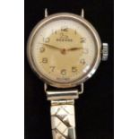 Record 9ct gold ladies wristwatch with gold hands and Arabic numerals,