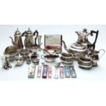 A collection of silver and plated items including collectors' spoons, Russian spoons,