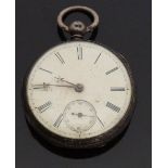 M Jarvis of London hallmarked silver open faced pocket watch with inset subsidiary seconds dial,