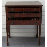 Elkington & Co 12 place canteen of silver plated cutlery in mahogany chest raised on tapered legs