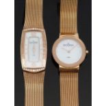 Two Skagen rose gold plated ladies wristwatches one ref.