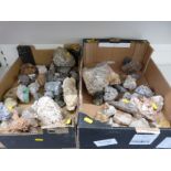 A quantity of quartz samples including smoky quartz, pyrite, marble,