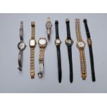 Eight various ladies wristwatches including a 9ct gold example, Philip Mercier, Sekonda, Limit etc.