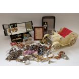A collection of jewellery including brooches, earrings, silver ring,