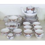 Crown Ducal Orange Tree pattern tea set with extras,