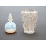 Sabina opalascent glass scent bottle and a Lalique style vase,